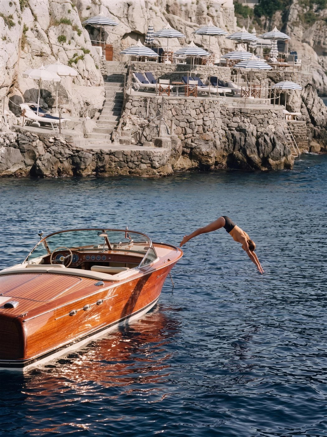 The dive from the launch, wide